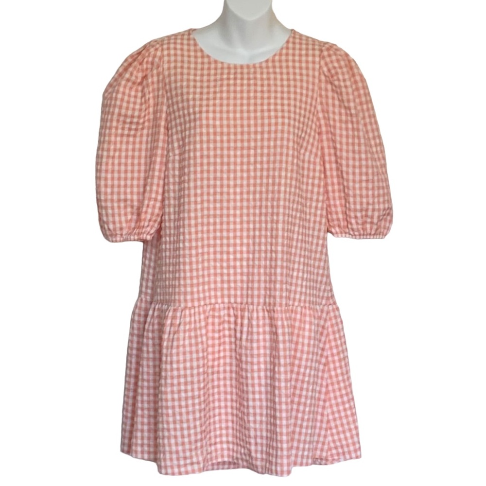Nobody’s Child Gingham Puffed Sleeve Sandie Dress Sz 8
